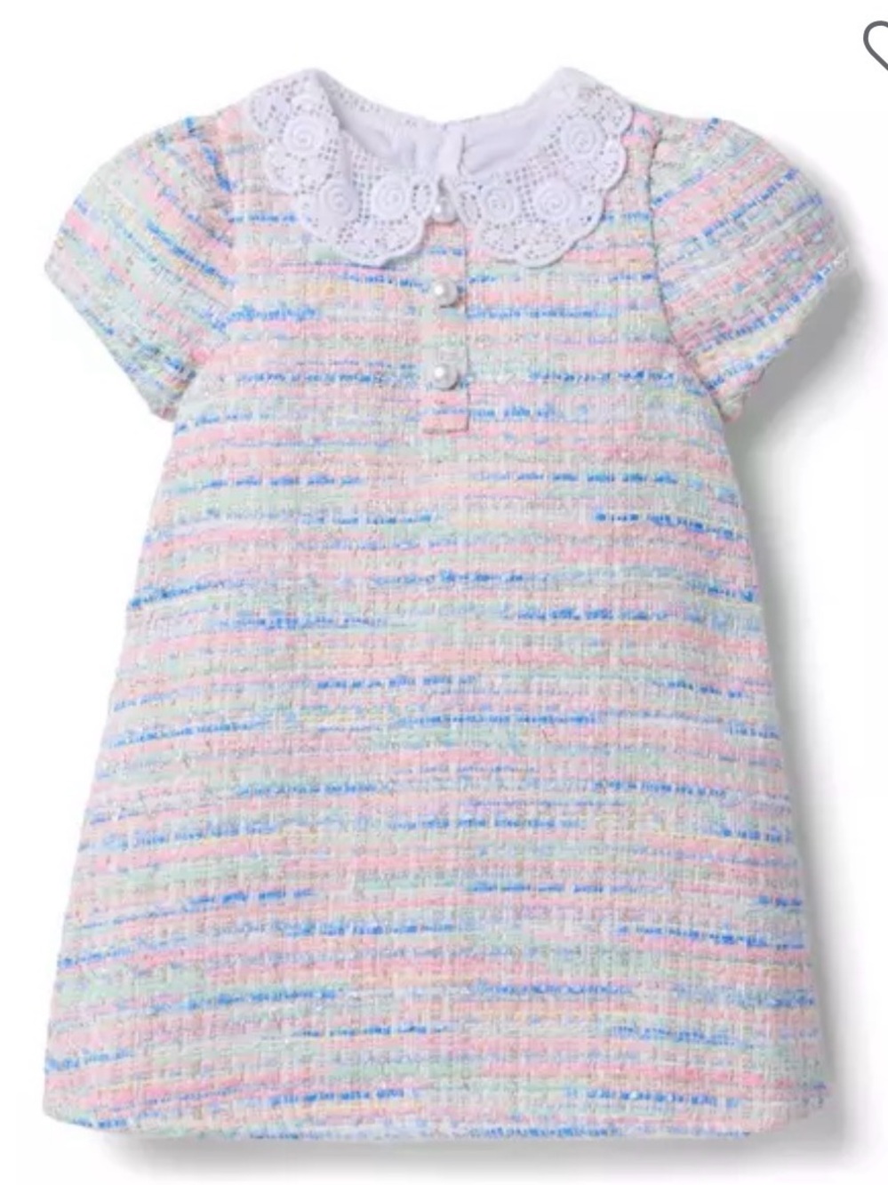 Girls' Pastel Tweed Dress with Lace Collar and matching jacket